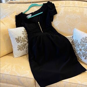 Kay Unger Black Midi Dress with Gold Accent